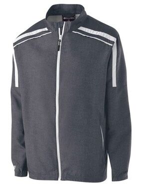 Holloway Youth Raider Jacket Charcoal Gray Windbreaker with White Contrast Trim